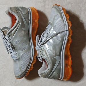Nike Air Max+ 2012 Metallic Silver/Orange Running Shoes Sneakers Size 10 Womans